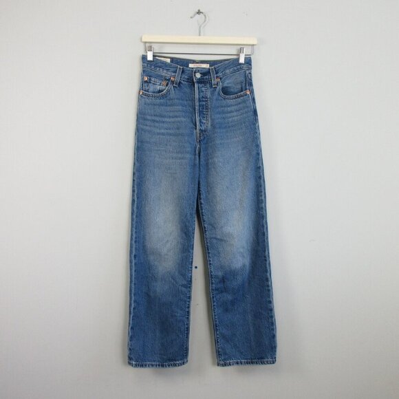 Levi's Ribcage Straight Wide Medium Wash Women's Jeans 25 Blue Cotton Denim 560 - Picture 1 of 13